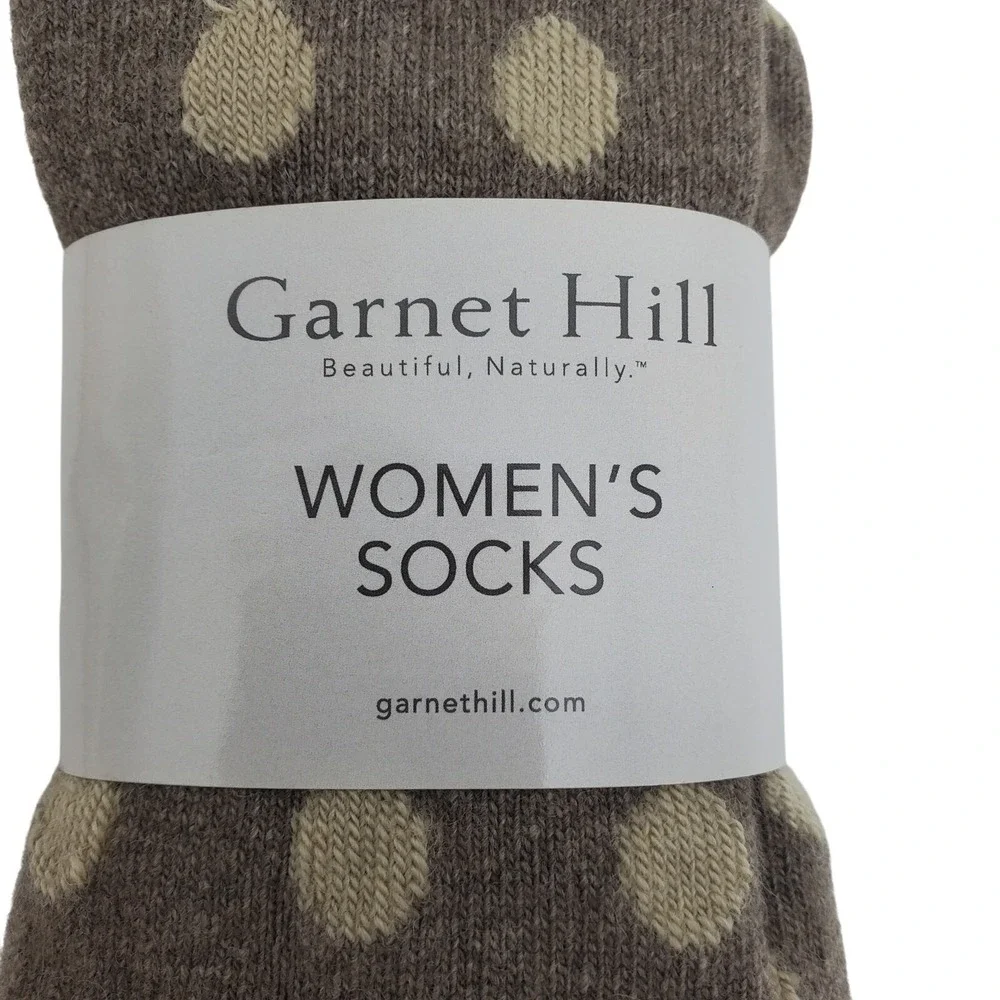 Light Brown Taupe Dot Crew Socks Medium Garnet Hill 9-11 Warm Cashmere Blend NEW
